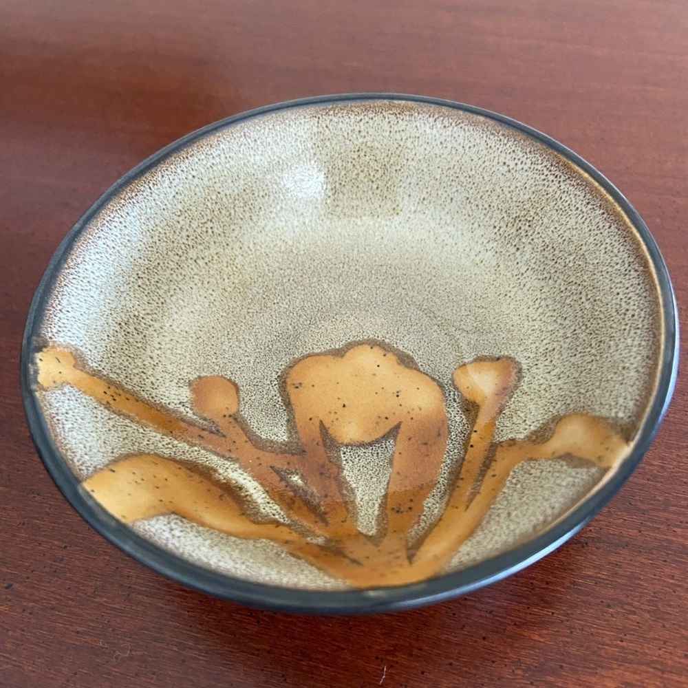 Pier 1 Kioko Hand Painted Stoneware small dish trinket sauce coin ring dish